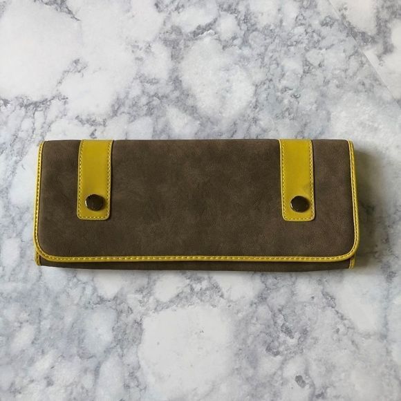 NWOT The Limited Taupe/Yellow Clutch Handbag - Picture 2 of 6
